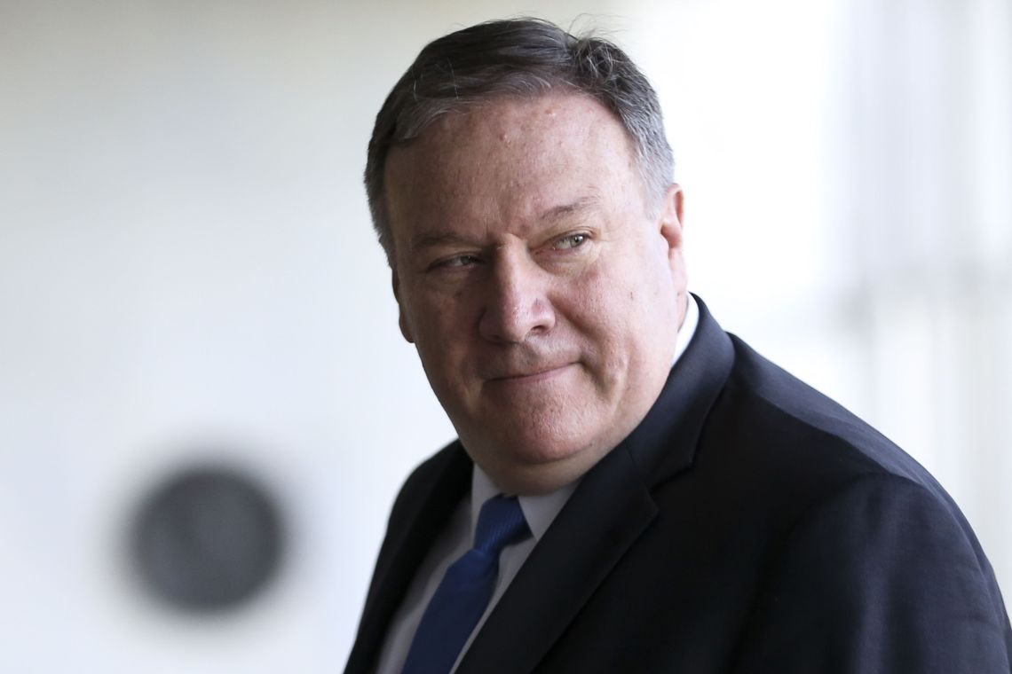 Marcelo Camargo/Agência Brasil O secretário de Estado dos Estados Unidos, Mike Pompeo, durante entrevista coletiva no Itamaraty