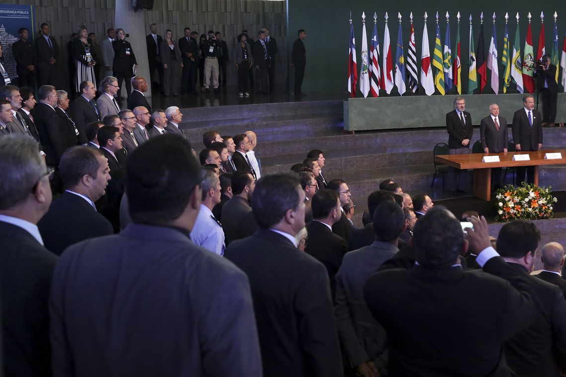 Antonio Cruz/Agência Brasil O presidente Michel Temer participa da abertura do Seminário Nacional de Segurança Pública, na Academia Nacional de Polícia, em Brasília.