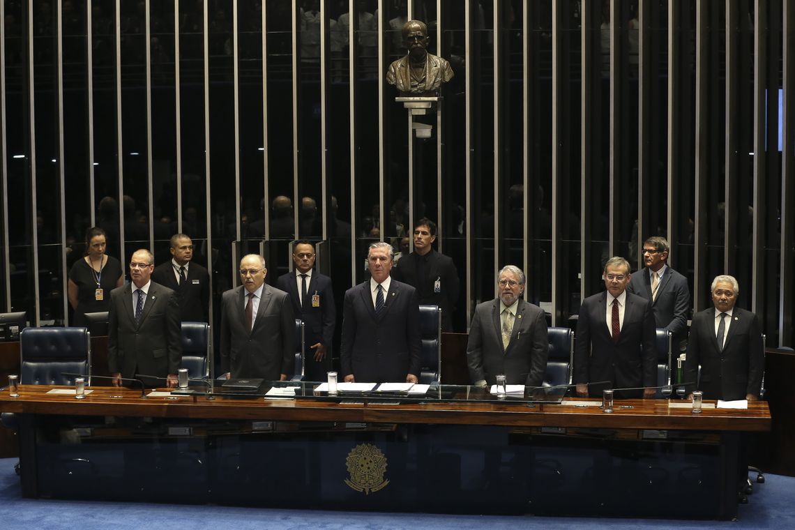 Antonio Cruz/Agência Brasil O ministro do GSI, Sérgio Etchegoyen, participa da sessão solene do Senado em comemoração dos 80 anos de criação do Gabinete de Segurança Institucional (GSI) da Presidência da República.
