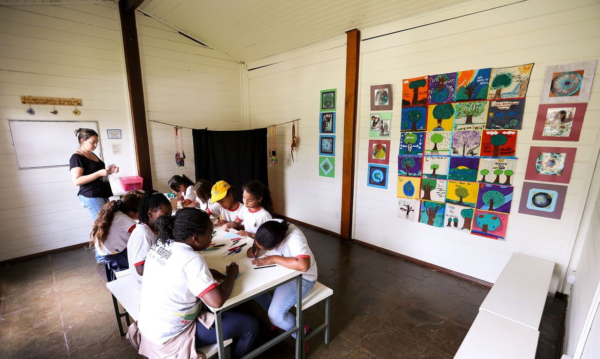 Brasília - Alunos da rede pública de ensino do Distrito Federal participam de atividades de educação ambiental na Escola da Natureza(Marcelo Camargo/Agência Brasil)