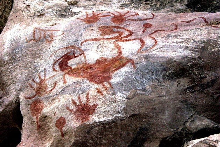 Pintura rupestre  dos sítios arqueológicos do Parque Estadual de Monte Alegre