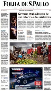 Capa do Jornal Folha de S. Paulo Edição 2020-02-12