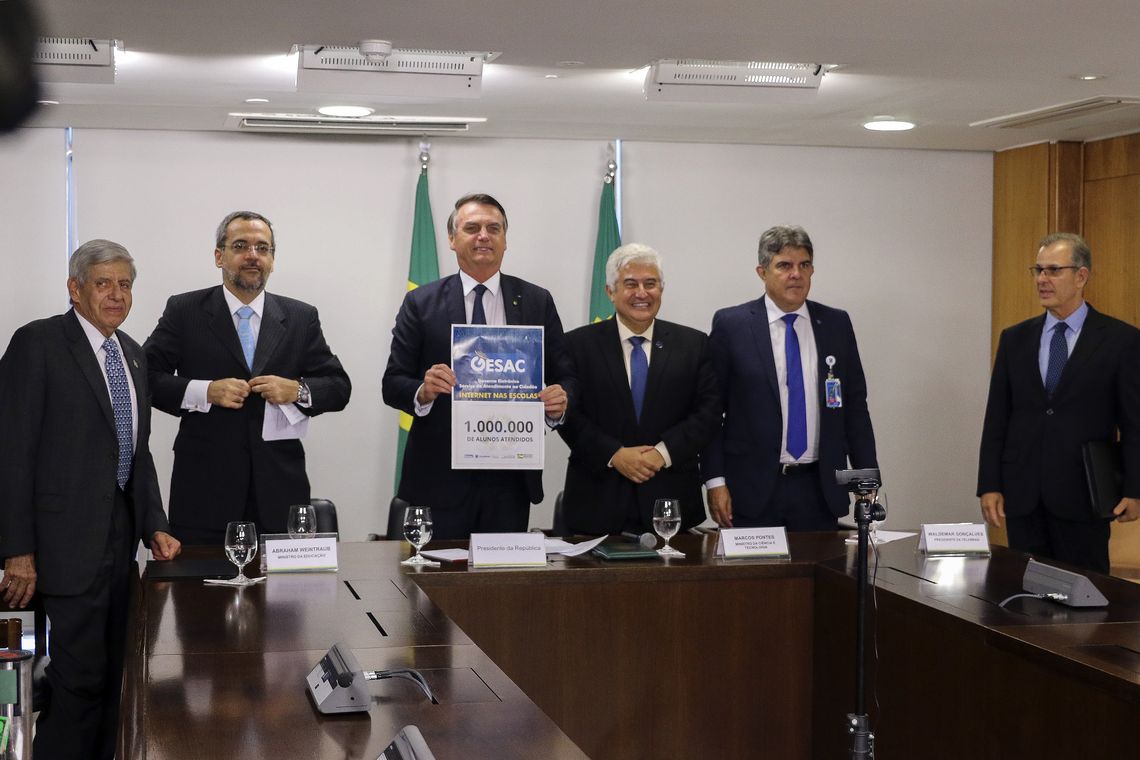 Valter Campanato/Agência Brasil O presidente Jair Bolsonaro participa de videoconferência com escola atendida pelo programa Gesac.