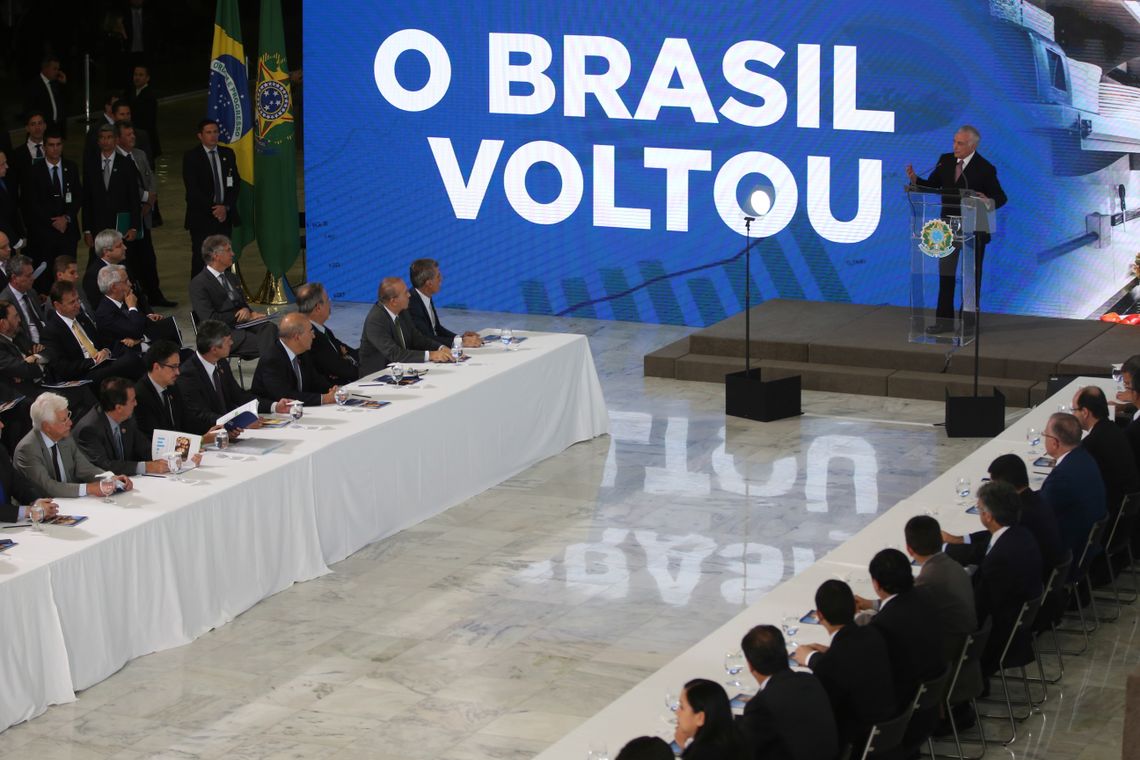 Fabio Rodrigues Pozzebom/Agência Brasil Presidente Michel Temer faz balanço dos dois anos de governo, durante o evento O Brasil Voltou, no Palácio do Planalto.