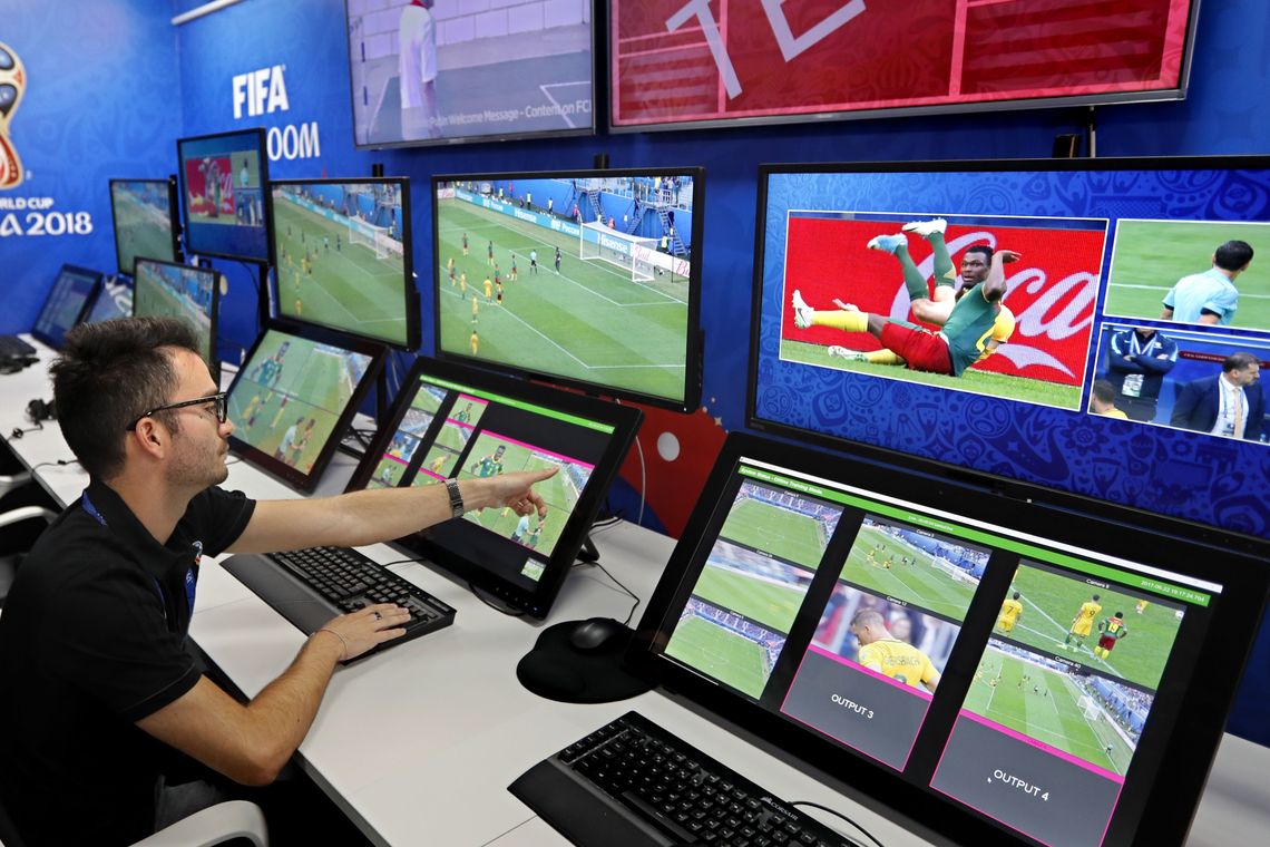 Centro de operações do sistema de arbitragem por vÃdeo em Moscou, na Rússia