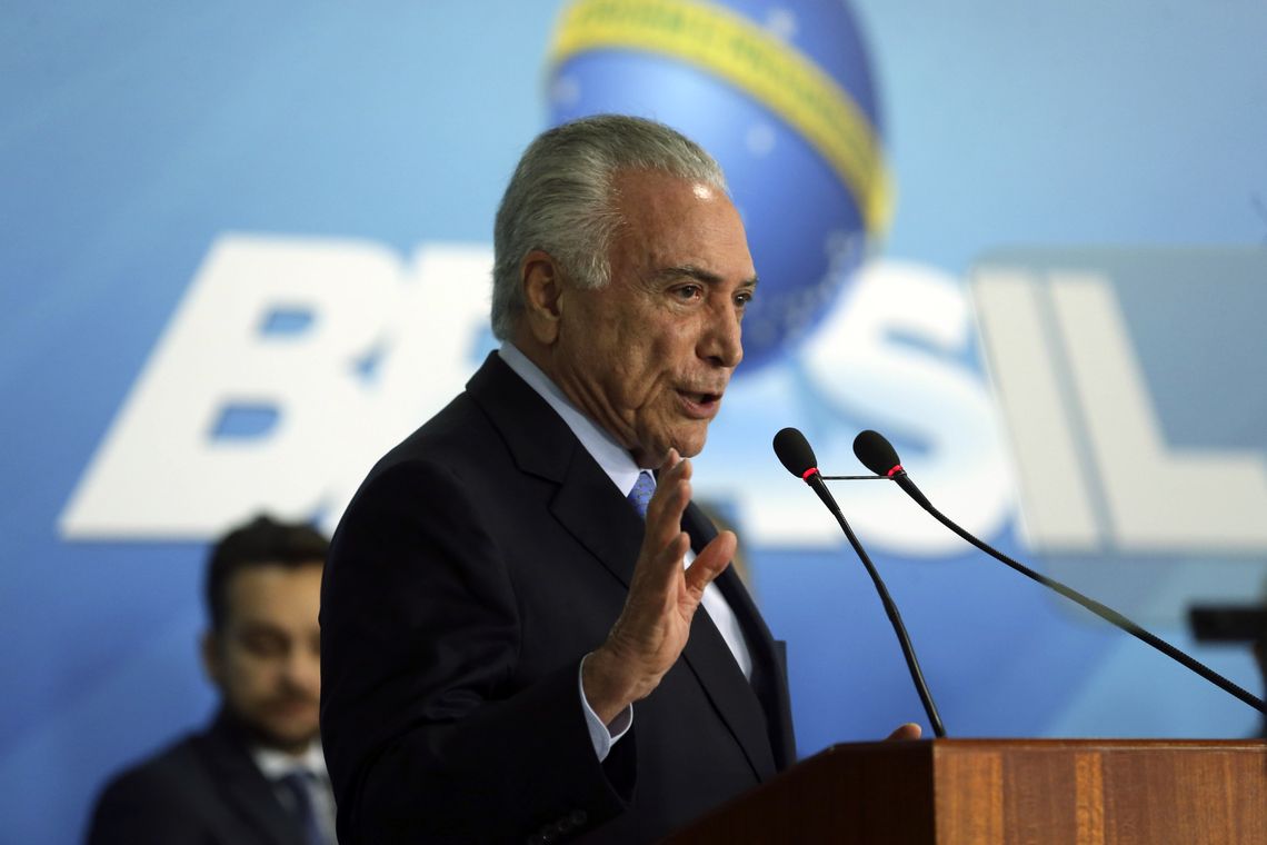 Valter Campanato/Agência Brasil O presidente Michel Temer discursa na cerimônia de sanção da lei que cria o Sistema Único de Segurança (SUSP), no Palácio do Planalto.