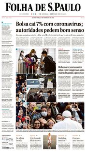 Capa do Jornal Folha de S. Paulo Edição 2020-02-27
