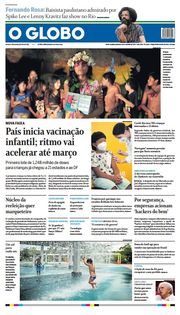 Capa do Jornal O Globo Edição 2022-01-15