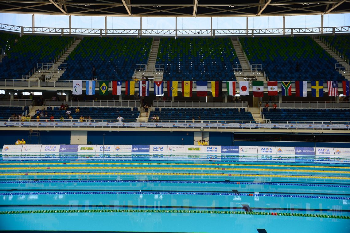 Fernando Frazão/Agência Brasil Rio de Janeiro - Estádio Aquático do Parque Olímpico, em Jacarepaguá, durante evento-teste de natação paralímpica (Fernando Frazão/Agência Brasil)