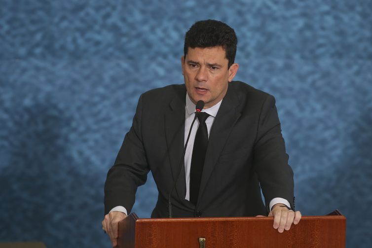 O ministro da Justiça e Segurança Pública, Sergio Moro, participa do lançamento da campanha publicitária do Projeto Anticrime, do governo federal