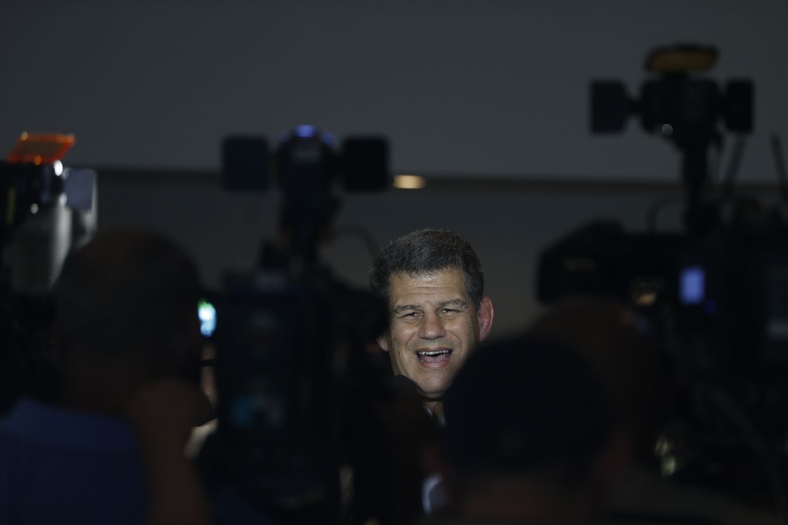 Fernando Frazão/Agência Brasil O presidente do PSL, Gustavo Bebiano fala à imprensa sobre o candidato do partido à presidência da República, Jair Bolsonaro, no Jardim Botânico.