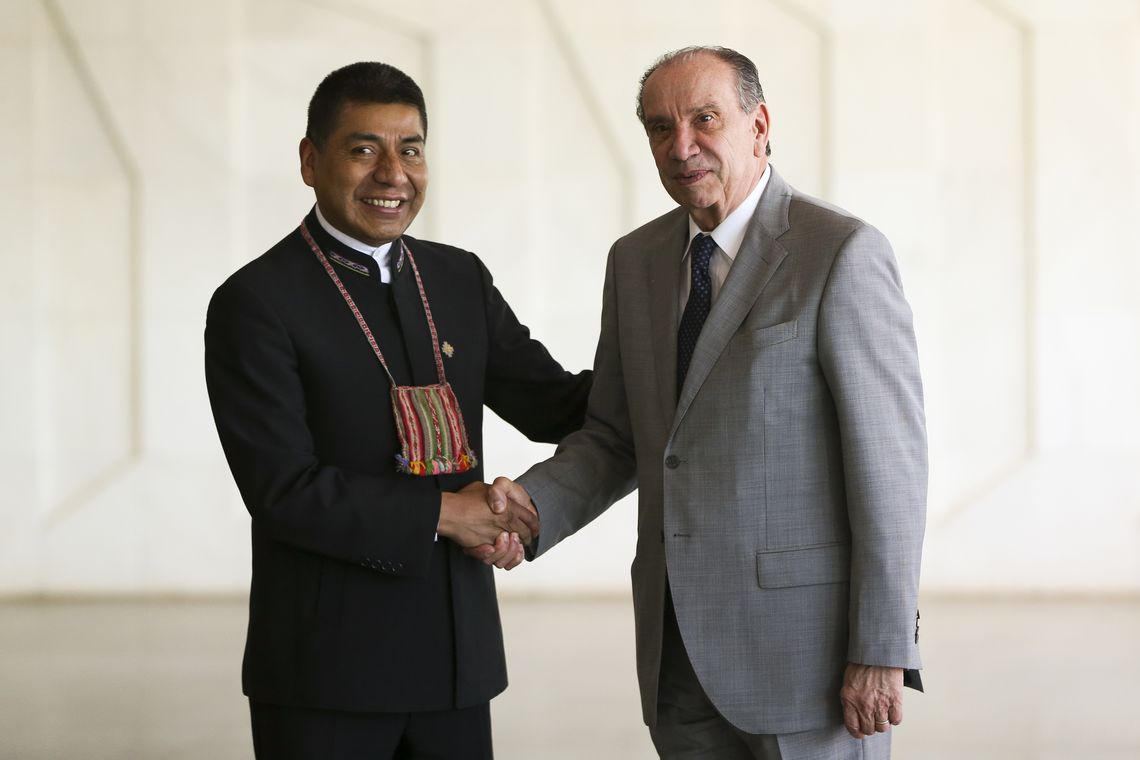 Marcelo Camargo/Agência Brasil Brasília - O ministro das Relações Exteriores, Aloysio Nunes Ferreira, se reúne com o ministro das Relações Exteriores da Bolívia, Fernando Huanacuni, no Palácio Itamaraty (Marcelo Camargo/Agência Brasil)