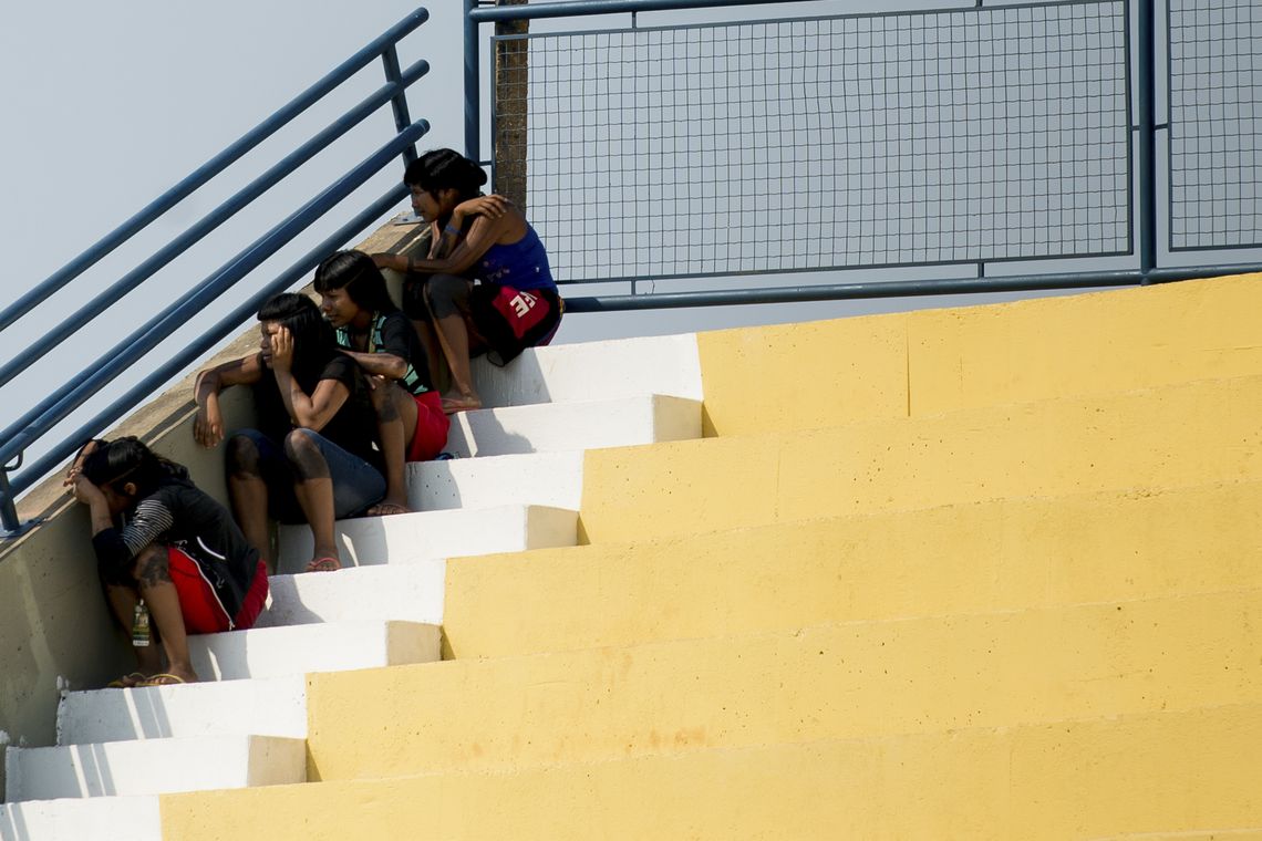 Marcelo Camargo/Agência Brasil Palmas - Índios Kayapó entram em campo para partida de futebol contra os índios do Panamá pela primeira rodada dos Jogos Mundiais dos Povos Indígenas (Marcelo Camargo/Agência Brasil)