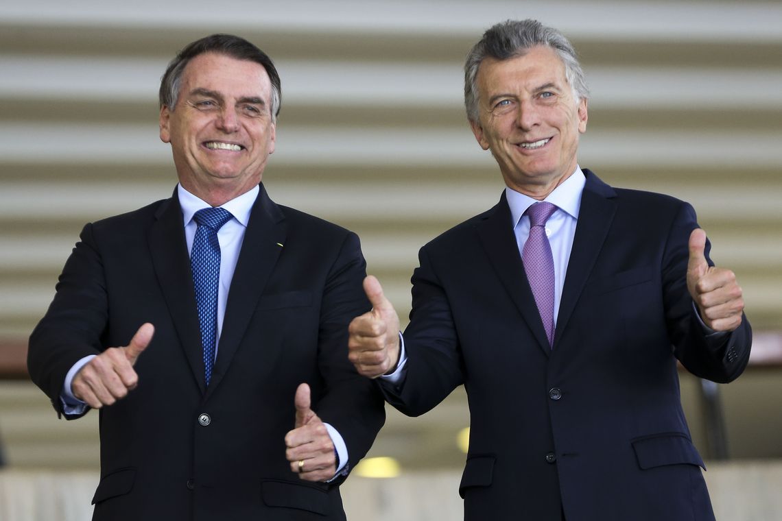 Marcelo Camargo/Agência Brasil O presidente Jair Bolsonaro recebe o presidente da Argentina, Mauricio Macri, para almoço no Palácio do Itamaraty.
