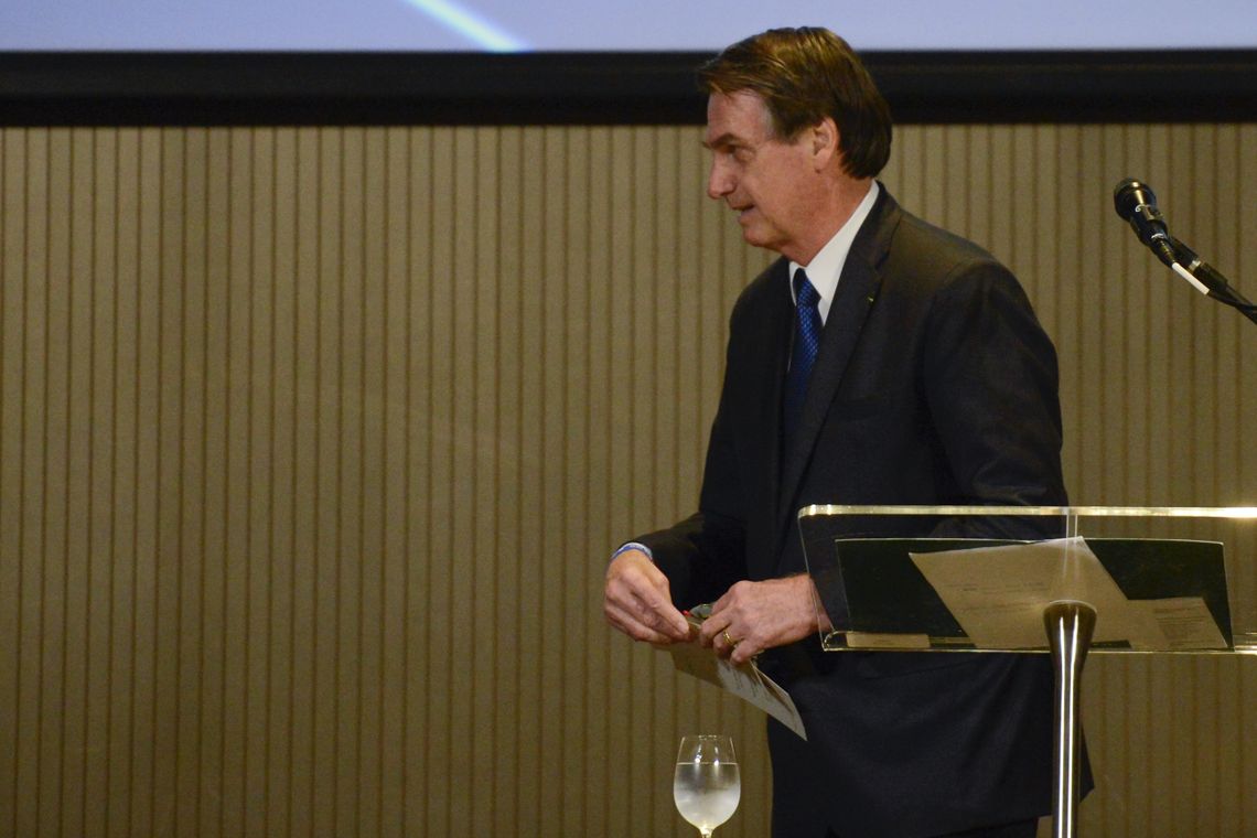 Tânia Rêgo/Agência Brasil O presidente Jair Bolsonaro discursa durante almoço de Encontro do Conselho Interdenominacional de Ministros Evangélicos do Brasil.
