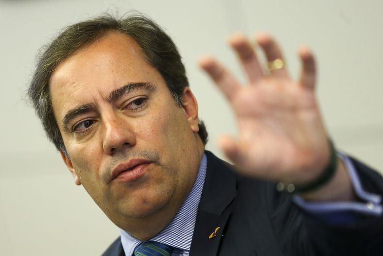 O presidente da Caixa Econômica Federal, Pedro Guimarães, durante entrevista coletiva para apresentar detalhes da campanha de renegociação de dívidas "Você no Azul".