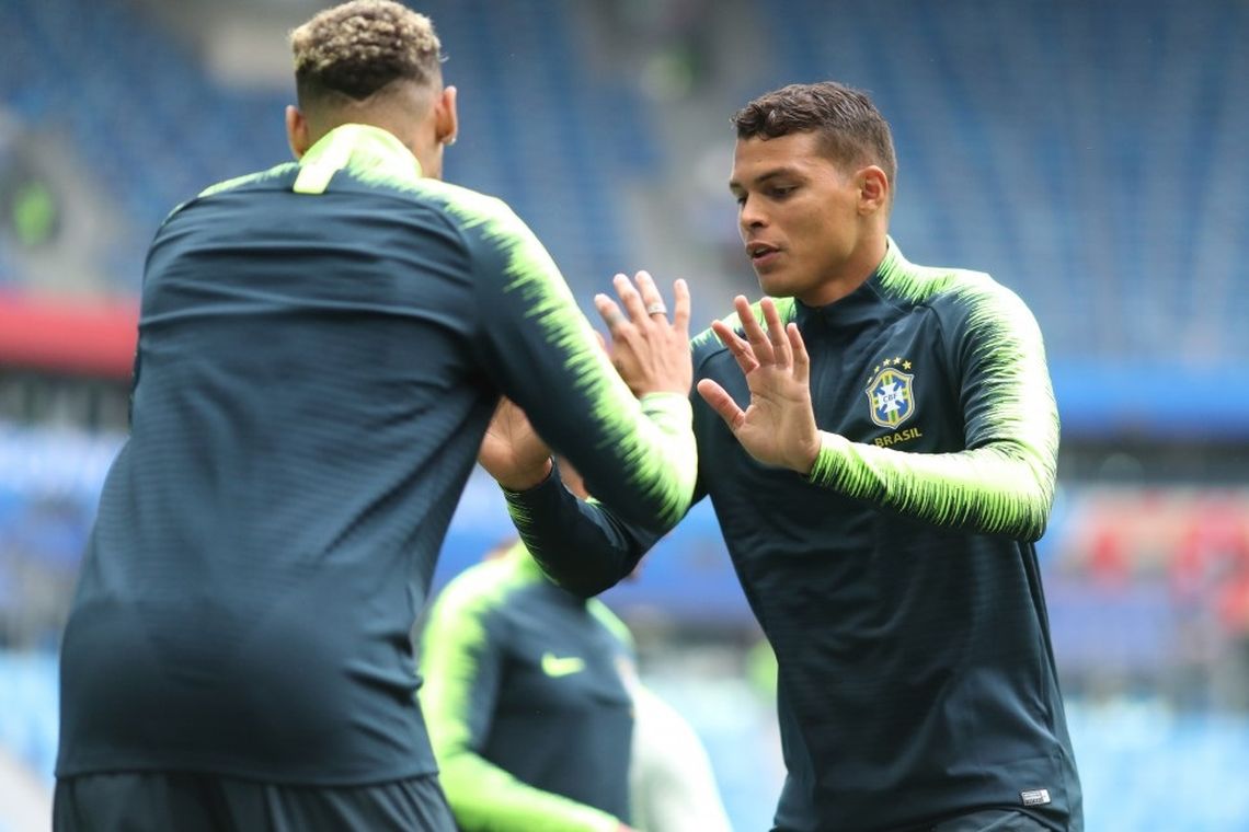 Seleção brasileira faz treinamento para enfrentar seleção da Costa Rica. Na foto, Thiago Silva.