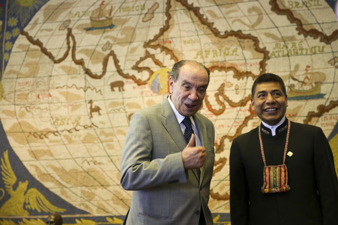 Marcelo Camargo/Agência Brasil Brasília - O ministro das Relações Exteriores, Aloysio Nunes Ferreira, se reúne com o ministro das Relações Exteriores da Bolívia, Fernando Huanacuni, no Palácio Itamaraty (Marcelo Camargo/Agência Brasil)