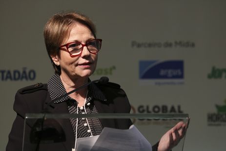 A ministra da Agricultura, Tereza Cristina, participa da abertura do Ethanol Summit, no Centro Fecomercio de Eventos, em São Paulo.