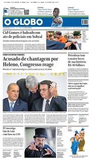 Capa do Jornal O Globo Edição 2020-02-20