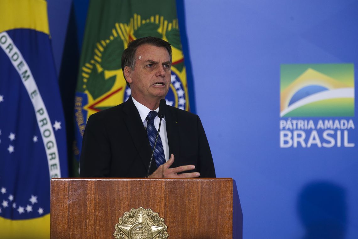 O presidente Jair Bolsonaro preside Solenidade de Lançamento de Linha de Crédito do BNDES para Organizações Filantrópicas.