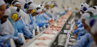 Unidade da empresa JBS na cidade da Lapa, no Paraná. A empresa é um dos alvos da Operação Carne Fraca, que investiga irregularidades em frigorÃficos no paÃs (Ueslei Marcelino/Reuters/Direitos reservados)