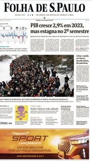 Capa do Jornal Folha de S. Paulo Edição 2024-03-02