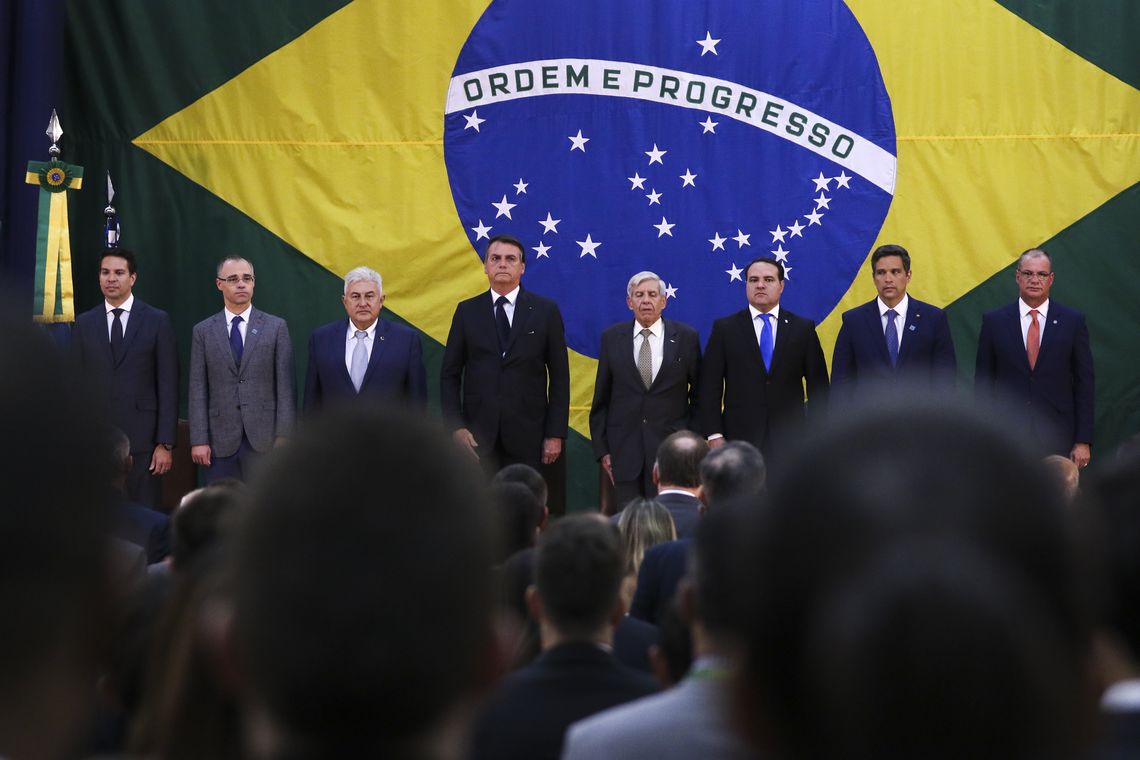Valter Campanato/Agência Brasil O presidente Jair Bolsonaro participa da solenidade de posse do diretor-geral da Agência Brasileira de Inteligência (Abin), Alexandre Ramagem