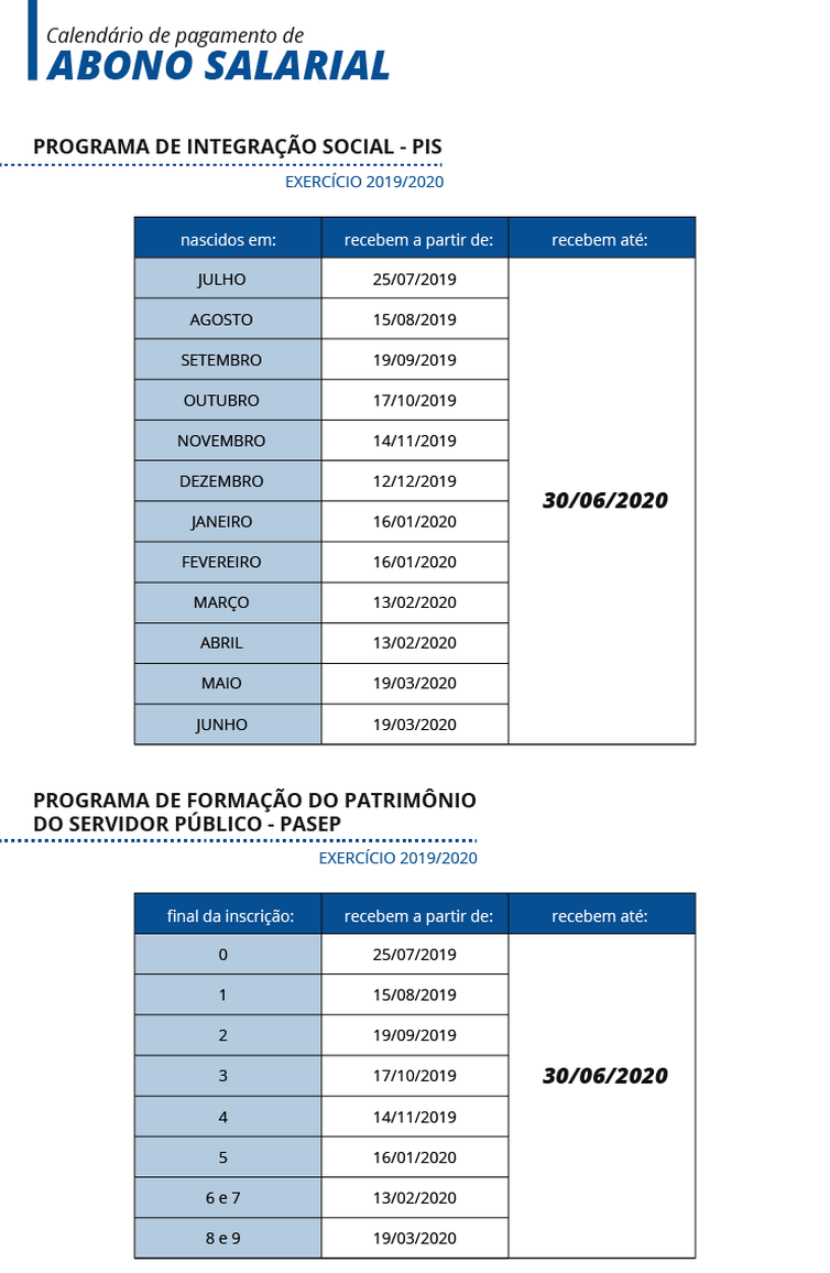 CalendÃ¡rio de pagamento