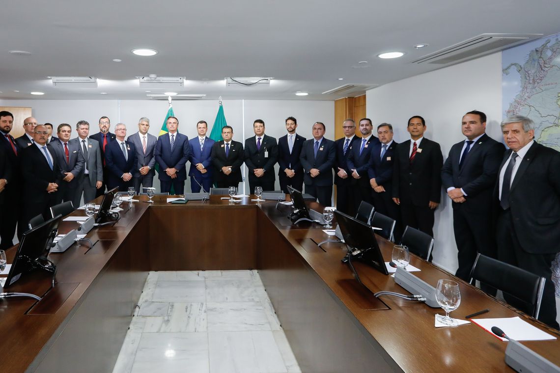 Presidente da República, Jair Bolsonaro durante reunião com Secretários Estaduais de Segurança Publica.