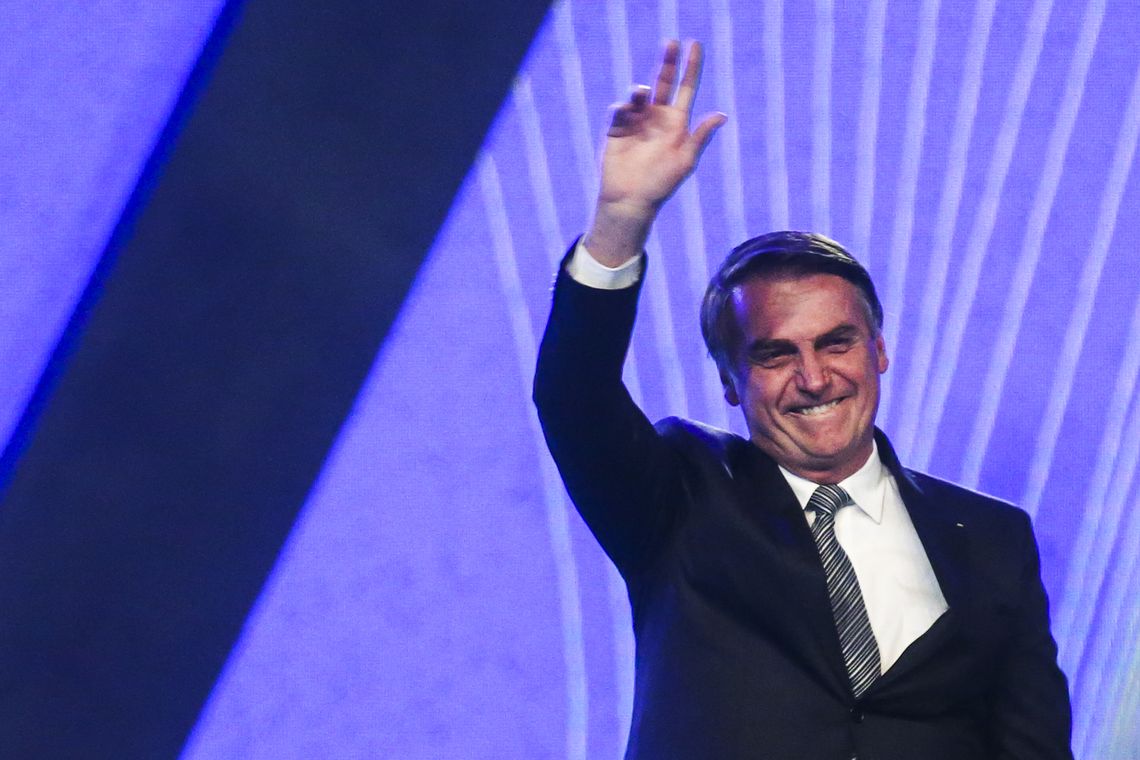 Antonio Cruz/Agência Brasil O presidente Jair Bolsonaro, participa da Celebração Internacional 2019: Conquistando pelos olhos da Fé, promovido pela Igreja Sara Nossa Terra