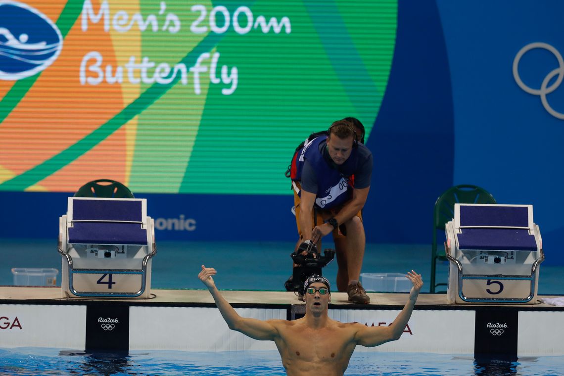 Fernando Frazão/Agência Brasil Rio de Janeiro - Michael Phelps, dos Estados Unidos, ganha sua 20ª medalha de ouro olímpica, nos 200m nado borboleta, nos Jogos Rio 2016. (Fernando Frazão/Agência Brasil)