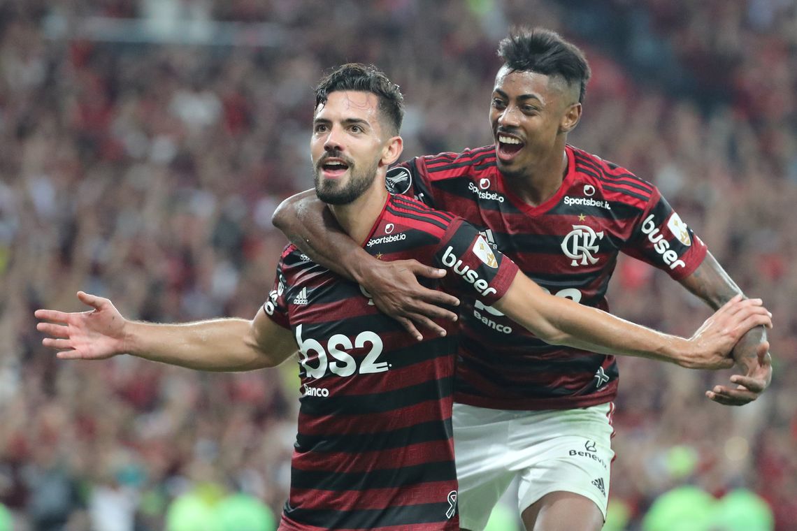 Soccer Football - Copa Libertadores - Semi Final - Second Leg - Flamengo v Gremio - Maracana Stadium, Rio de Janeiro, Brazil - October 23, 2019 Flamengo's Pablo Mari celebrates scoring their fourth goal REUTERS/Sergio Moraes
