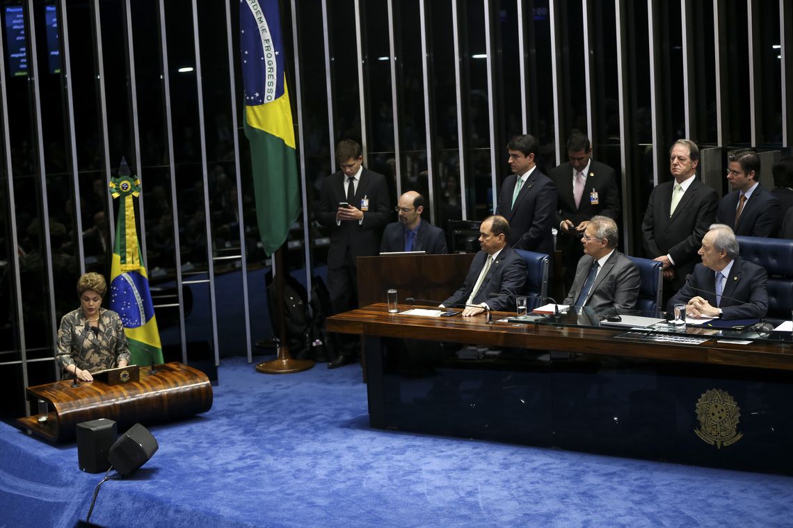 Marcelo Camargo/Agência Brasil Brasília - A presidenta afastada, Dilma Rousseff, faz sua defesa durante sessão de julgamento do impeachment no Senado ( Marcelo Camargo/Agência Brasil)