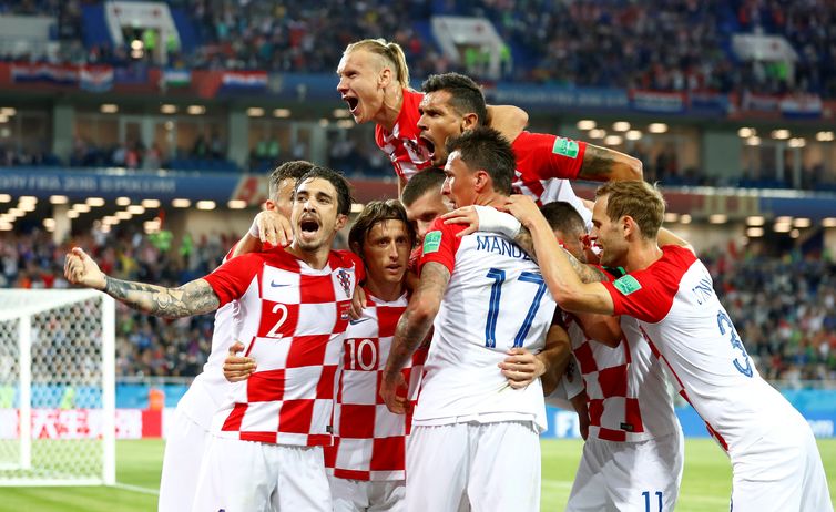 Copa 2018: Croácia e Nigéria. Comemoração do segundo gol  da Croáciai.