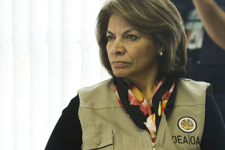 A Chefe da Missão da OEA de Observação das Eleições, Laura Chinchilla, durante reunião com o ministro da Segurança Pública, Raul Jungmann.