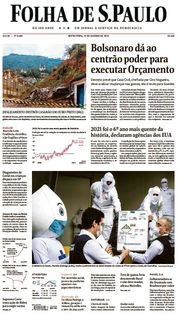 Capa do Jornal Folha de S. Paulo Edição 2022-01-14