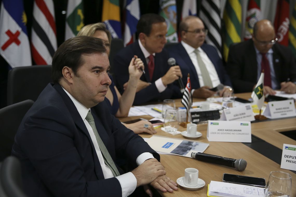 José Cruz/Agência Brasil O presidente da Câmara dos Deputados, Rodrigo Maia, participa da 5ª Reunião do Fórum de Governadores.