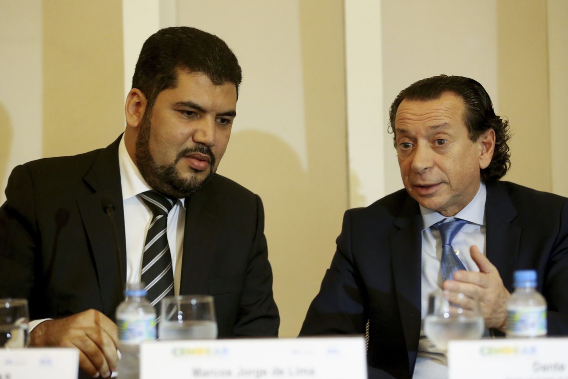Wilson Dias/Agência Brasil O ministro da Indústria, Comércio Exterior e Serviços, Marcos Jorge e o ministro da Produção da Argentina, Dante Sica, dão entrevista coletiva para falar sobre os resultados das reuniões do Conselho Empresarial Brasil-Argentina (Cembrar).