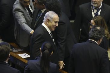 José Cruz/Agência Brasil O primeiro-ministro de Israel, Benjamin Netanyahu, acompanha no Congresso Nacional a posse do presidente Jair Bolsonaro.