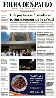 Capa do Jornal Folha de S. Paulo Edição 2023-11-02