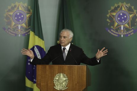 O presidente Michel Temer discursa na cerimônia de assinatura da MP 846, que trata da distribuição de recursos das loterias federais para as áreas de cultura, segurança e esporte.