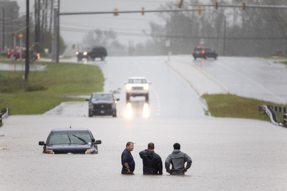 Enchentes provocadas pela passagem do furacão Florence, na Carolina do Norte, nos Estados Unidos 