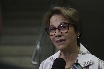 A ministra da Agricultura, Pecuária e Abastecimento, Tereza Cristina, acompanhada do secretário-executivo, Marcos Montes, abre a Reunião de Vice-Ministros de Agricultura do Brics