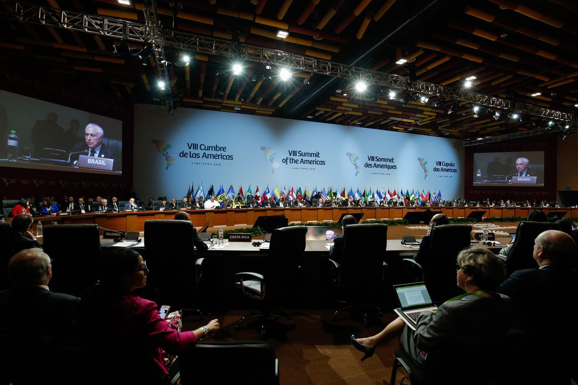 Alan Santos/PR Lima - Presidente Michel Temer discursa durante sessão plenária da 8ª Cúpula das Américas, no Peru (Alan Santos/PR)