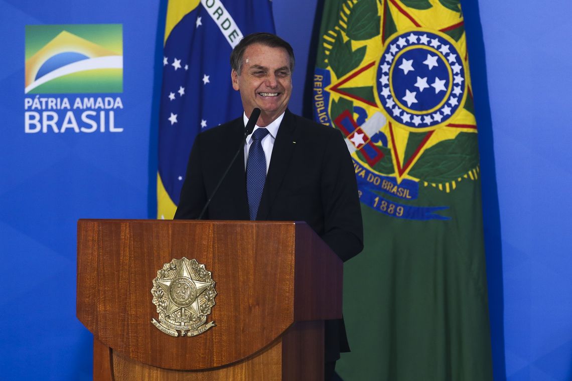 Antonio Cruz/ Agência Brasil O presidente Jair Bolsonaro preside Solenidade de Lançamento de Linha de Crédito do BNDES para Organizações Filantrópicas.