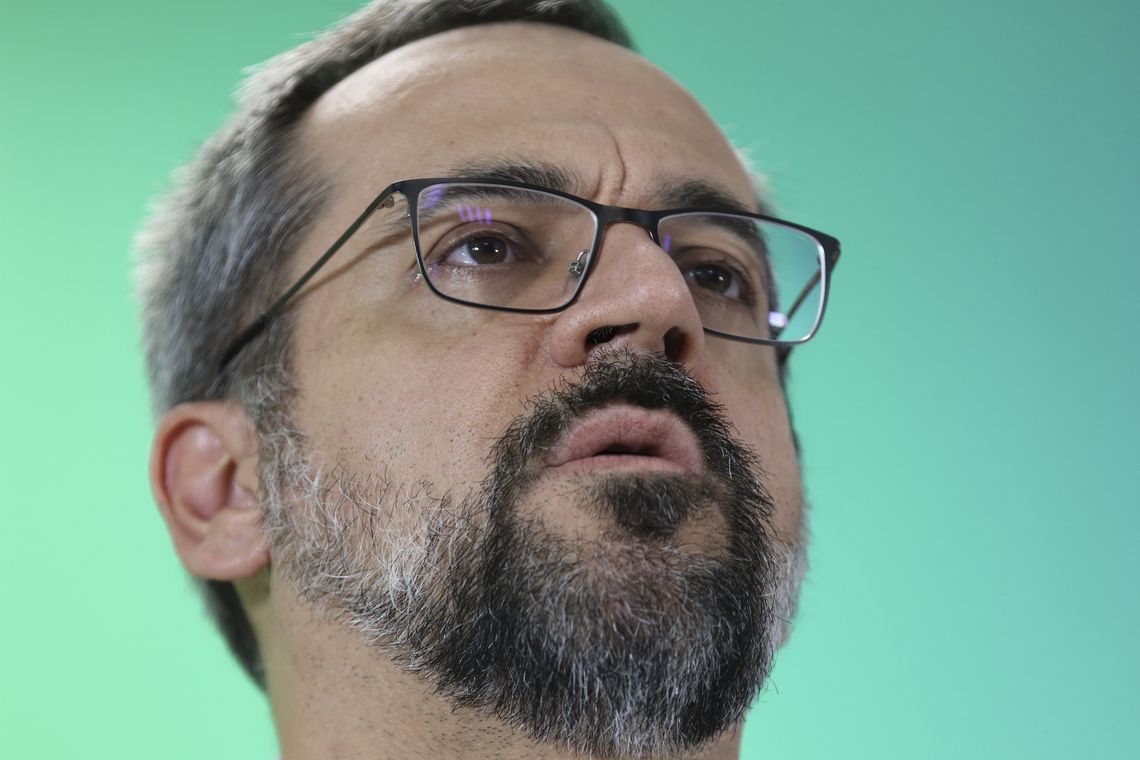 Fabio Rodrigues Pozzebom/Agênci O ministro da Educação, Abraham Weintraub, durante anuncio do repasse de recursos (parcela 2019) para o Programa Inovação Educação Conectada