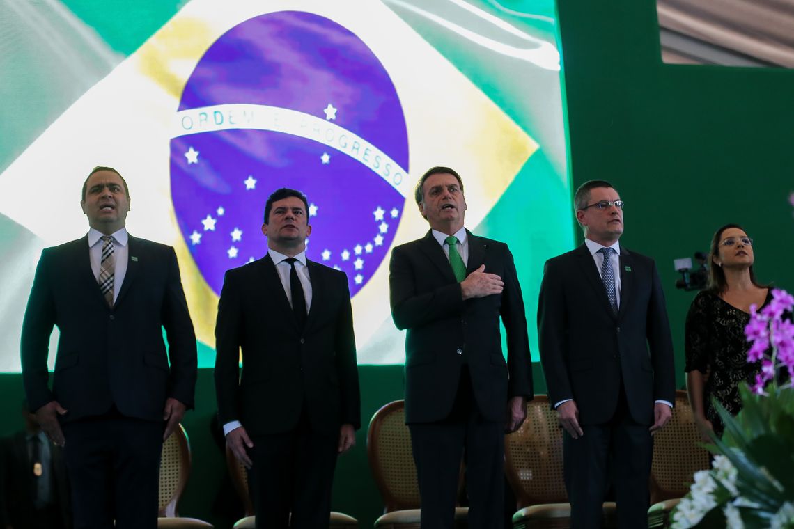 José Cruz/Agência Brasil O presidente Jair Bolsonaro, participa da cerimônia de encerramento dos cursos de formação profissional do ano de 2019, para ingresso na carreira Policial Federal