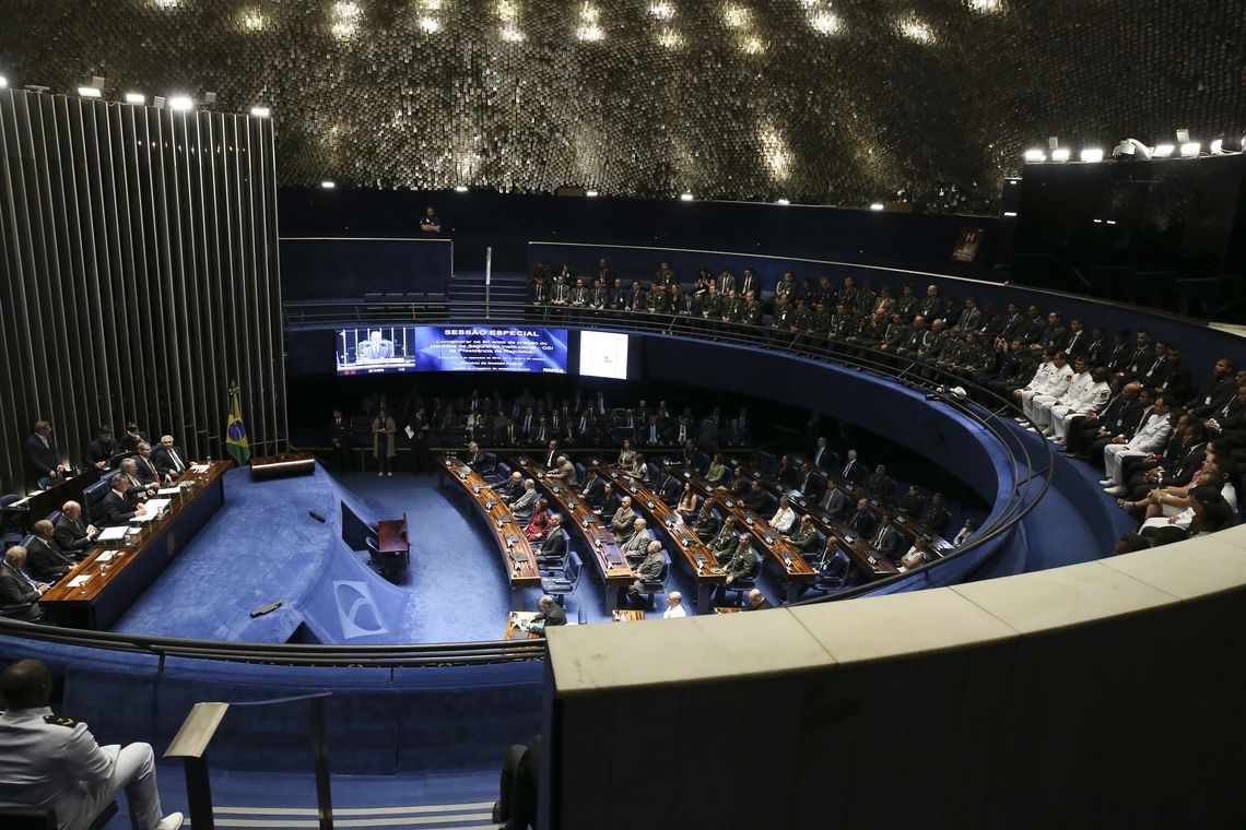 Antonio Cruz/Agência Brasil O ministro do GSI, Sérgio Etchegoyen, participa da sessão solene do Senado em comemoração dos 80 anos de criação do Gabinete de Segurança Institucional (GSI) da Presidência da República.