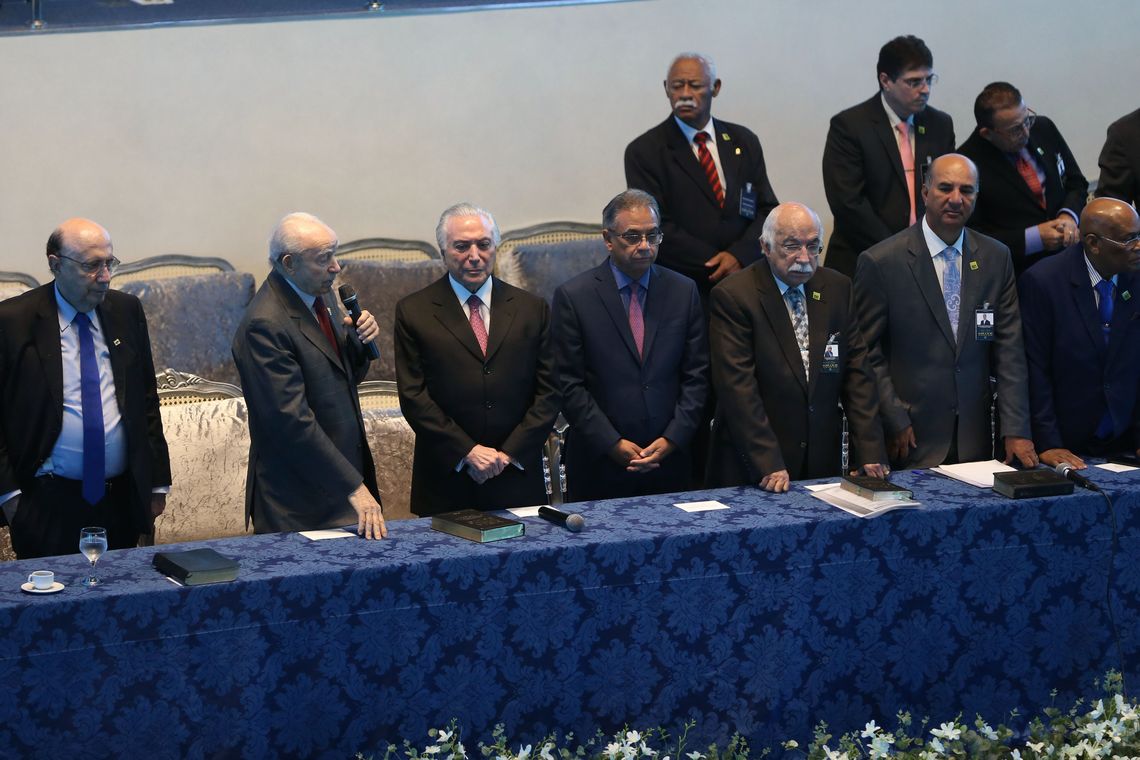 Valter Campanato/Agência Brasil O presidente Michel Temer, participa da Assembleia Geral Extraordinária da Convenção Nacional das Assembleias de Deus no Brasil (Conamad), em Brasília.